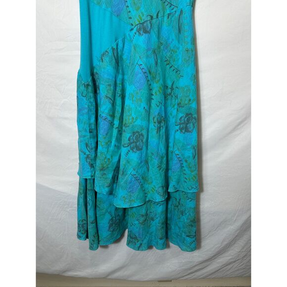 Color Me Cotton Women's Sleeveless Maxi Dress Tiered Skirt 100% Linen Size M - Picture 7 of 8